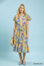 Load image into Gallery viewer, Flutter Sleeve Floral Lace Trim Midi Dress

