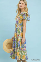 Load image into Gallery viewer, Flutter Sleeve Floral Lace Trim Midi Dress
