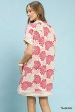 Load image into Gallery viewer, Teaberry Floral Button-Down Contrast Trim Shirt Dress
