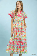 Load image into Gallery viewer, Abstract Print Contrast Trim Midi Dress
