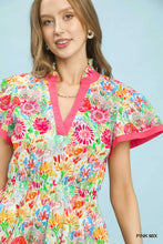 Load image into Gallery viewer, Abstract Print Contrast Trim Midi Dress
