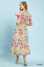 Load image into Gallery viewer, Abstract Print Contrast Trim Midi Dress
