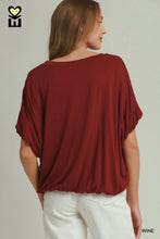 Load image into Gallery viewer, Wine Bubble Sleeve &amp; Hem Top
