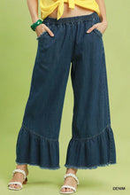 Load image into Gallery viewer, Washed Denim Wide Leg Pants with Frey Hem
