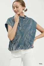 Load image into Gallery viewer, Velvet Mock Neck Bubble Top
