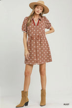 Load image into Gallery viewer, Floral Short Sleeve V Neck Zip Dress
