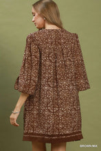 Load image into Gallery viewer, Mix Geometric Print V Neck Tassel Tie Tunic Dress
