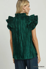 Load image into Gallery viewer, Velvet Ruffle Sleeve V Neck Top
