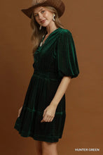 Load image into Gallery viewer, Velvet Swiss Dot Tiered Mini Dress
