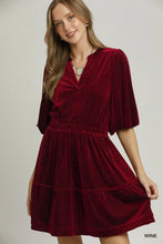 Load image into Gallery viewer, Velvet Swiss Dot Tiered Mini Dress

