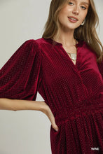 Load image into Gallery viewer, Velvet Swiss Dot Tiered Mini Dress
