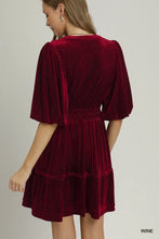 Load image into Gallery viewer, Velvet Swiss Dot Tiered Mini Dress
