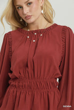 Load image into Gallery viewer, Ruffle Trim Smocked Waist Peplum Blouse
