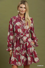 Load image into Gallery viewer, Tulip Floral Print Belted Tiered Mini Dress
