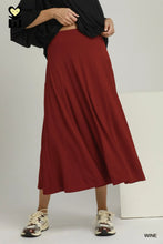 Load image into Gallery viewer, Wine Flare Maxi Skirt
