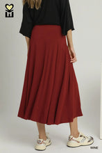 Load image into Gallery viewer, Wine Flare Maxi Skirt

