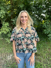 Load image into Gallery viewer, Floral V Neck Mesh Top
