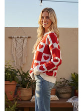 Load image into Gallery viewer, Checkered Heart Knit Sweater

