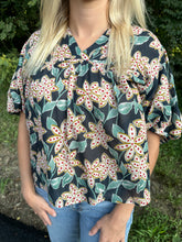 Load image into Gallery viewer, Floral V Neck Mesh Top
