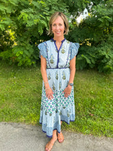 Load image into Gallery viewer, White Flutter Sleeve Flower Maxi Dress
