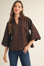 Load image into Gallery viewer, Animal Print Suede Scallop Trim Top

