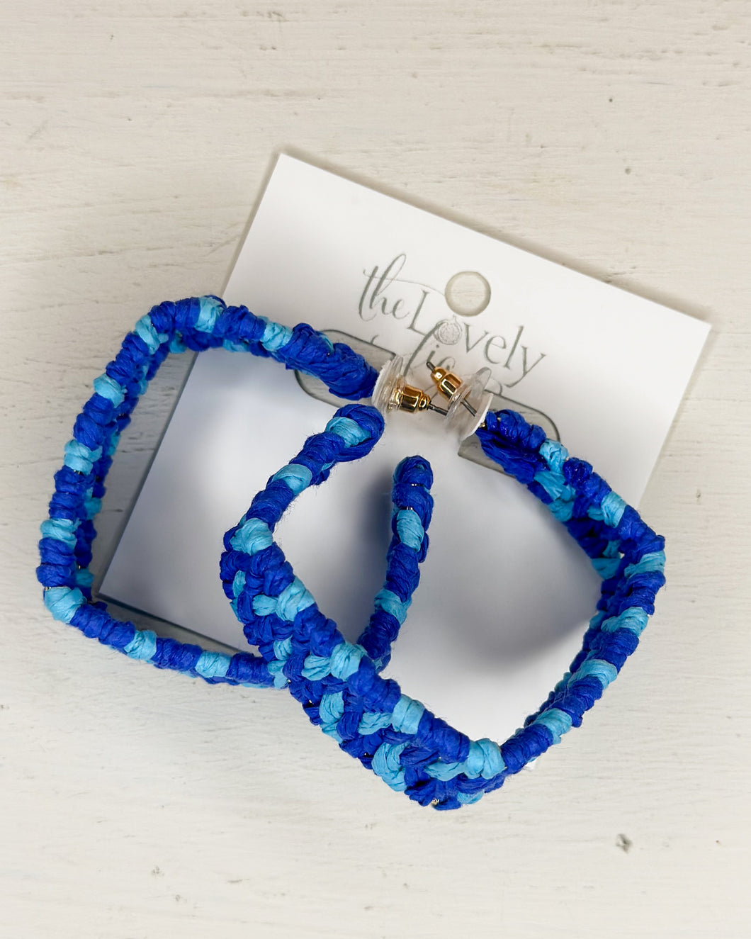 Two-Tone Raffia Square Hoop Earrings