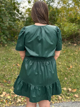 Load image into Gallery viewer, Green Smocked Waist Leather Dress
