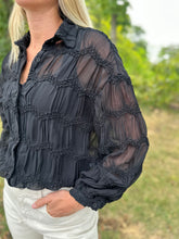 Load image into Gallery viewer, Romantic Sheer Long Sleeve Button Front Top
