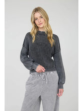 Load image into Gallery viewer, Washed Mock Neck Long Sleeve Knit Pullover Sweater
