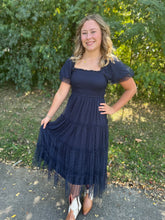 Load image into Gallery viewer, Polka Dot Smocked Tiered Midi Dress
