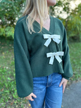 Load image into Gallery viewer, Long Sleeve Front Bow Sweater Cardigan
