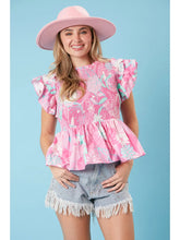 Load image into Gallery viewer, Floral Poplin Smocked Top
