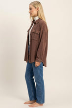 Load image into Gallery viewer, Mineral Wash Waffle Knit Button Up Shacket
