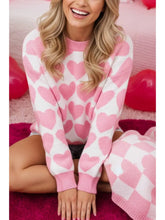 Load image into Gallery viewer, Pink Valentine Heart Print Knit Sweater
