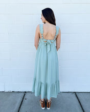 Load image into Gallery viewer, Square Neckline Ruffled Straps Back Tie Maxi Dress
