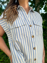 Load image into Gallery viewer, Striped Collared Button Down Mini Dress
