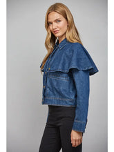 Load image into Gallery viewer, Cape Style Overlay Washed Denim Jacket
