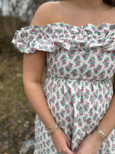 Load image into Gallery viewer, Lillian Eyelet Floral Ruffle Sleeve Back Tie Dress

