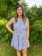 Load image into Gallery viewer, Cobalt Blue Polka Dot Tiered Mini Dress
