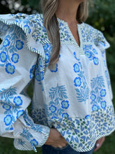 Load image into Gallery viewer, Floral Ruffle Shoulder Long Sleeve Top
