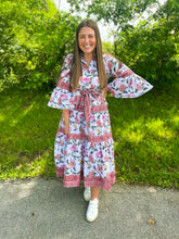 Load image into Gallery viewer, Pink Chinoiserie Kim Maxi Dress
