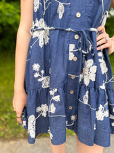 Load image into Gallery viewer, Denim Embroidery Sailor Collar Button Down Dress

