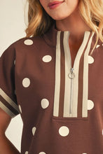 Load image into Gallery viewer, Polka Dot Zip Up Top &amp; Pant Set
