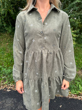 Load image into Gallery viewer, Meadow Market Daisy Embroidered Corduroy Mini Dress
