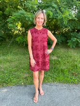 Load image into Gallery viewer, Burgundy Floral Applique Sleeveless Dress
