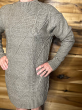 Load image into Gallery viewer, Cable Knit Drop Shoulder Sweater Dress
