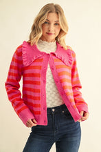 Load image into Gallery viewer, Ruffled Striped Sweater Cardigan

