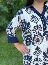 Load image into Gallery viewer, Navy Print Half Sleeve Mini Dress
