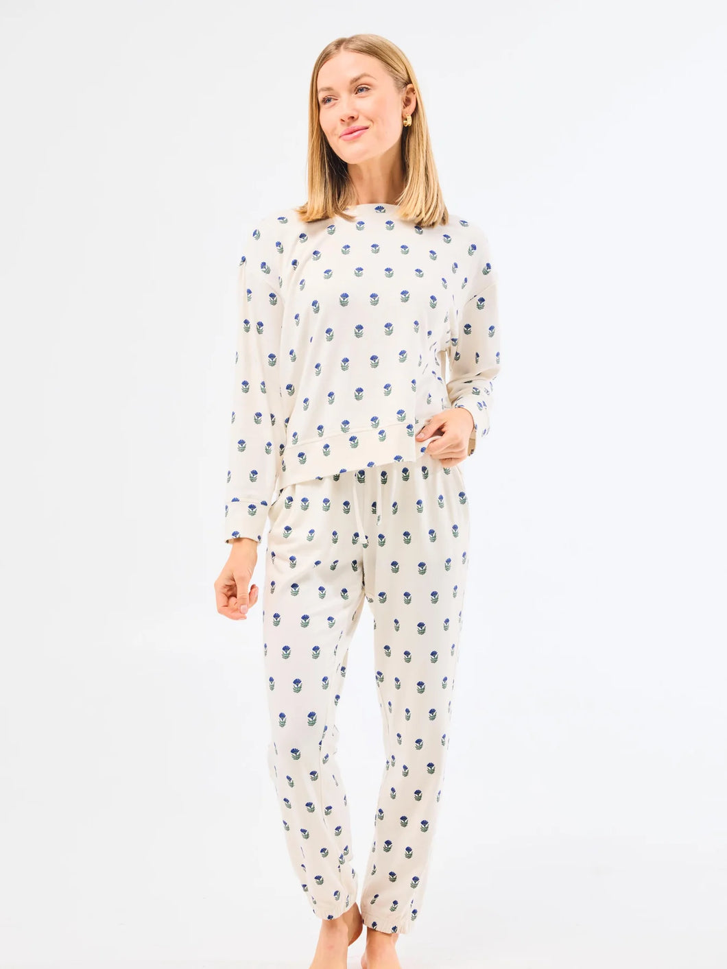 Sophie Navy Floral Foulard Pajama Pant Set