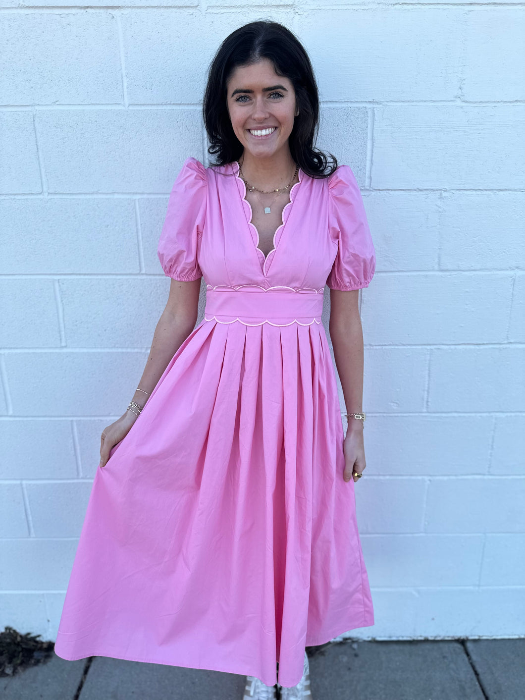 Sweet Pea Scalloped Midi Dress